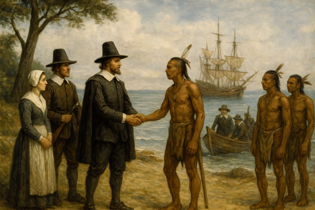 Meeting with Wampanoag people on American Shores.