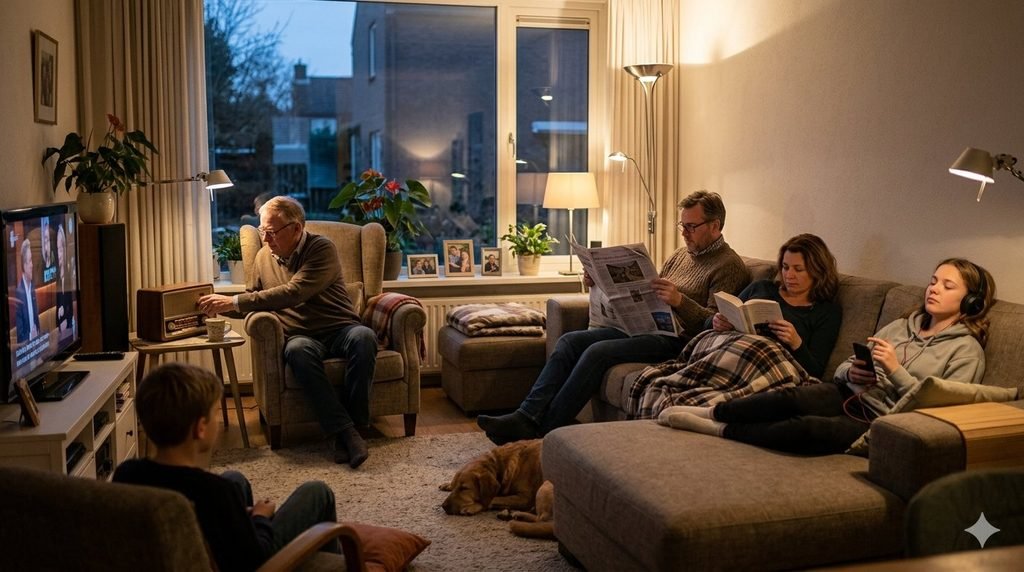 On a Sunday evening when house becomes quiet, members of a Dutch family claiming their own share of evening.