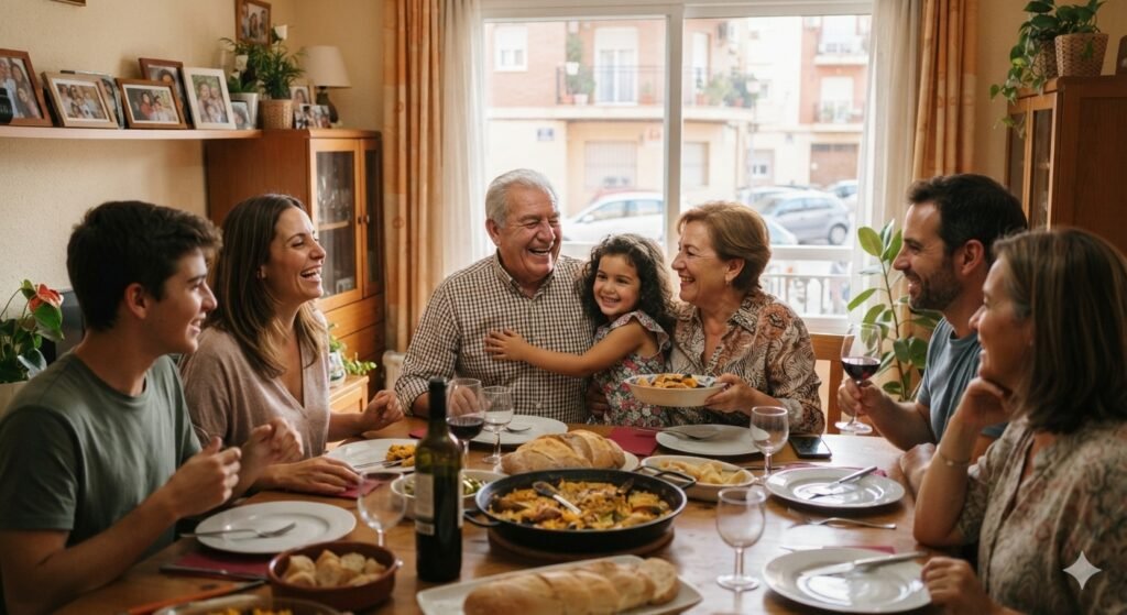 Sunday is a good day for visiting relatives or grandparents in a typical Spanish family.