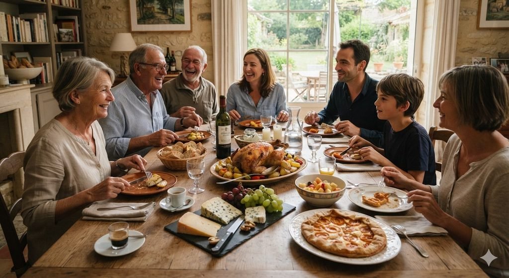 Sunday lunch, a meal the French family has been looking forward to.